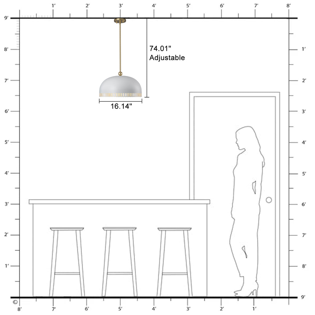 3-Light Gold Iron Semi-Domed Shape Pendant Light with Matte White Metal Shade Hollow Out Design for Living Room
