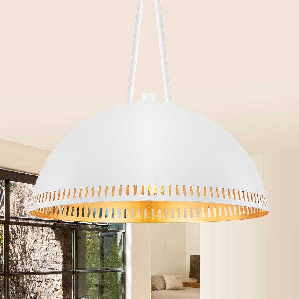 15.75 in. 3-Light Vintage Industrial Metal Dome Pendant Light Chandelier with Iron Shade for Kitchen, Dining