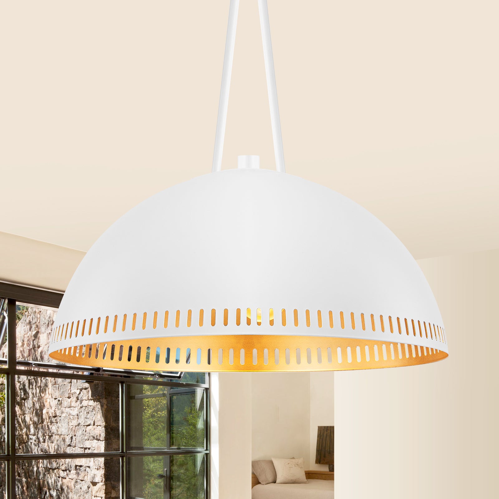 15.75 in. 3-Light Vintage Industrial Metal Dome Pendant Light Chandelier with Iron Shade for Kitchen, Dining