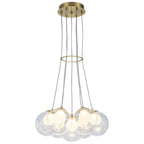 7-Light Modern Gold Sputnik Cluster LED Chandelier with Clear Globe Shades for Living Room