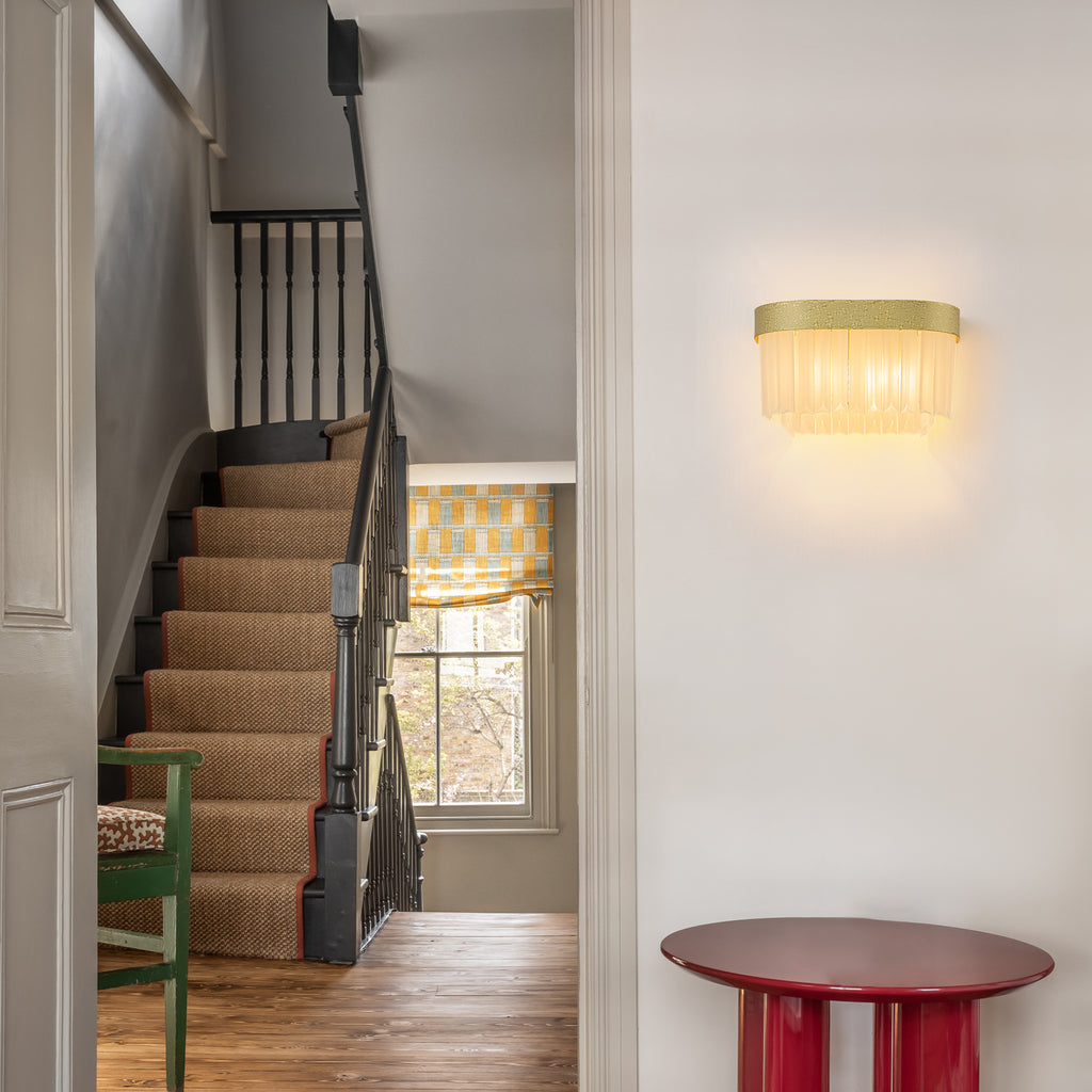 14.37 in. 2-Light Modern Gold Metal Wall Sconce with Frosted Glass Shades
