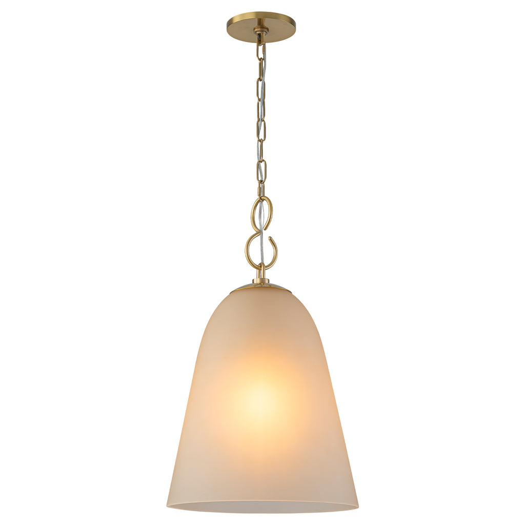 1-Light Modern Gold Bell Shaped Chandelier Hanging Light with Champagne-Colored Glass Shade for Dining Room