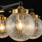 22.44 in. 5-Light Modern Black Branch Chandelier with Clear Cracked Glass Shades for Kitchen Island, Living Room