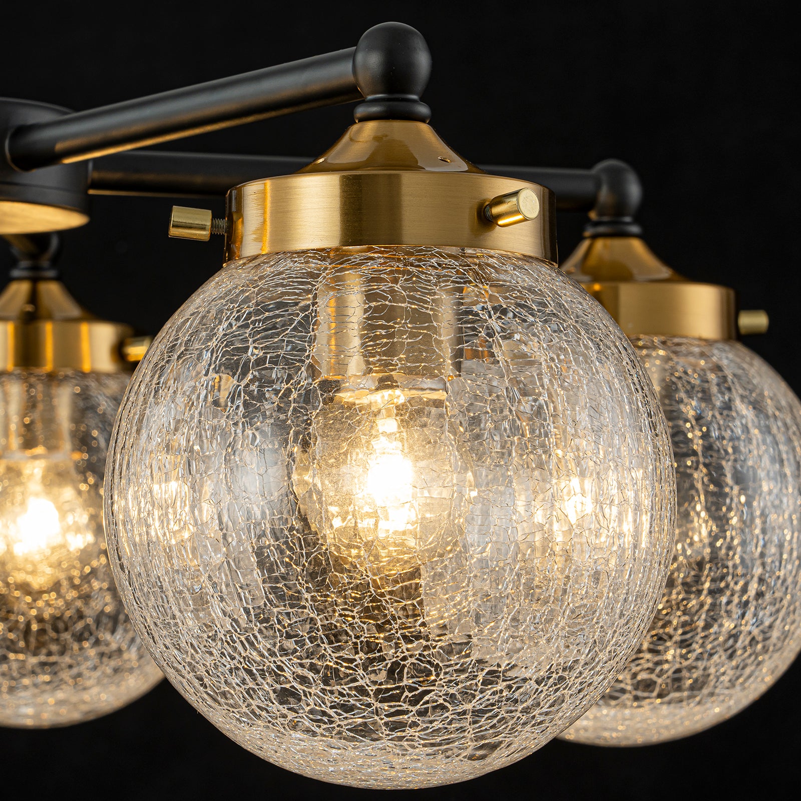 22.44 in. 5-Light Modern Black Branch Chandelier with Clear Cracked Glass Shades for Kitchen Island, Living Room