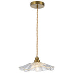 11.02 in. 1-Light Modern Pink Hanging Pendant Light with Flower Shaped Glass Shade for Bedroom, Kitchen Island