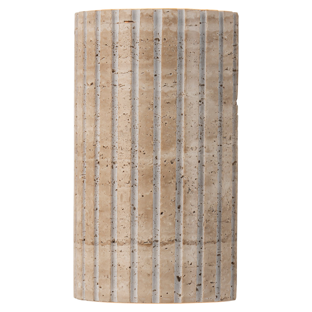 5.11 in. 1-Light Modern Semi-Cylinder Dimmable Travertine Integrated LED Wall Sconce Light for Bedroom Stair