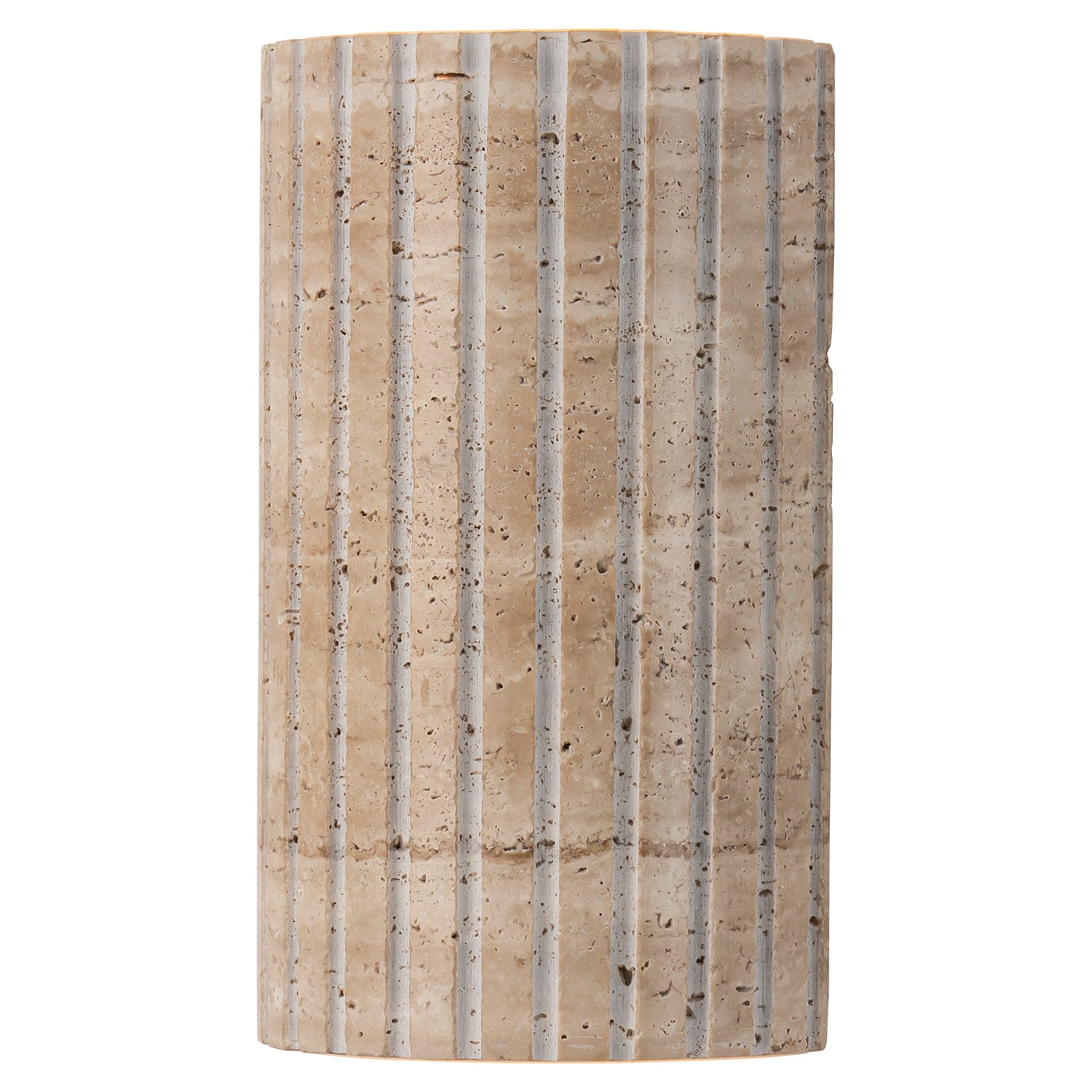 5.11 in. 1-Light Modern Semi-Cylinder Dimmable Travertine Integrated LED Wall Sconce Light for Bedroom Stair