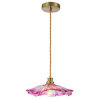 11.02 in. 1-Light Modern Pink Hanging Pendant Light with Flower Shaped Glass Shade for Bedroom, Kitchen Island