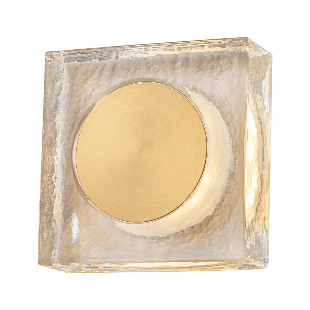 7.48 in. Modern Brass Square Dimmable Integrated LED Wall Sconce Clear Glass Bathroom Vanity Light