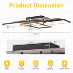 3-Light 26.77 in. Modern Black and Wood Dimmable Integrated LED Flush Mount Ceiling Light