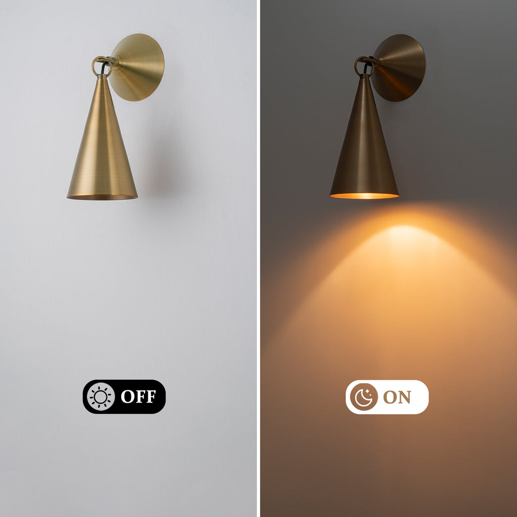 4.72 in. 1-Light Retro Bronze Wall Sconce Interior Vanity Light with Metal Cone Shade for Bathroom, Entryway