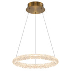 1-Light Modern Gold Metal Ring Crystal Integrated LED Pendant Light Dimmable Chandelier for Dining Room
