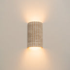 5.11 in. 1-Light Modern Semi-Cylinder Dimmable Travertine Integrated LED Wall Sconce Light for Bedroom Stair
