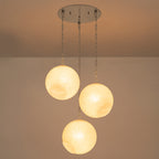Chrome Modern Globe Hanging Pendant Light with White Bubble Glass Shade for Kitchen Island, Dining