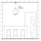 12 in. 1-Light Modern Walnut Oval Globe Pendant Light with White Glass Shade for Dining Room, Kitchen Island