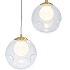 5-Light Modern Gold Metal LED Chandelier Pendant Light with Clear Globe Shades for Entryway, Living Room