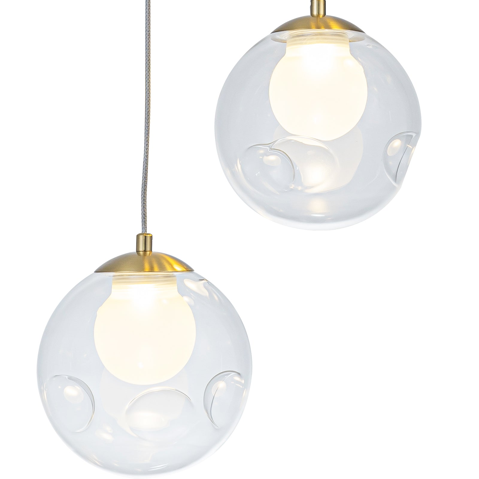 5-Light Modern Gold Metal LED Chandelier Pendant Light with Clear Globe Shades for Entryway, Living Room