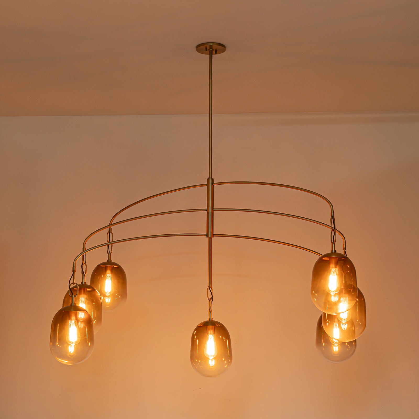 5/7-Light 2/3-Tier Antique Gold Metal Chandelier Pendant with Oval Glass Shades for Living Room, Kitchen Island