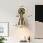4.72 in. 1-Light Retro Bronze Wall Sconce Interior Vanity Light with Metal Cone Shade for Bathroom, Entryway