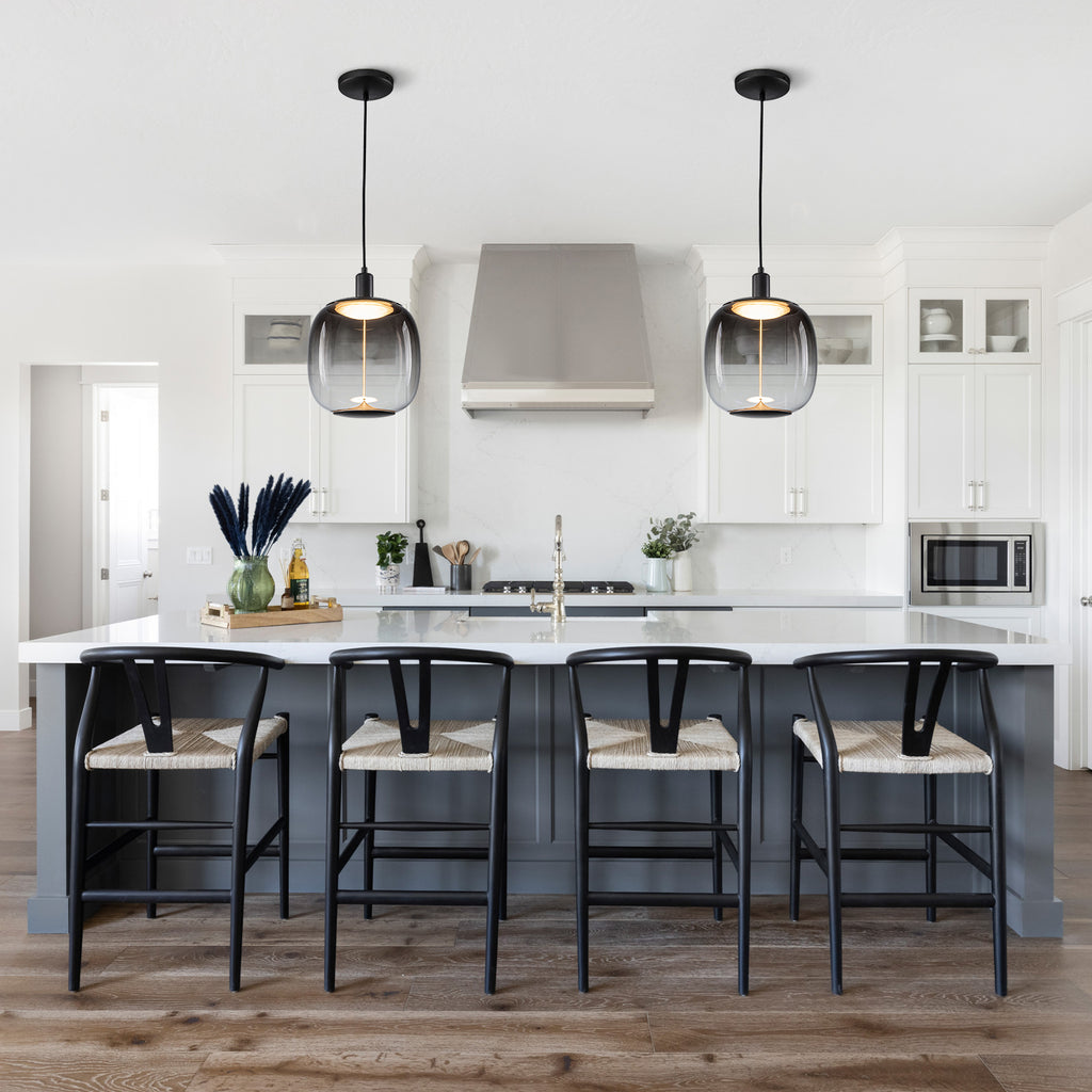 10-Watt 1-Light Modern Dimmable Integrated LED Pendant Light with Drum Shade for Kitchen Island