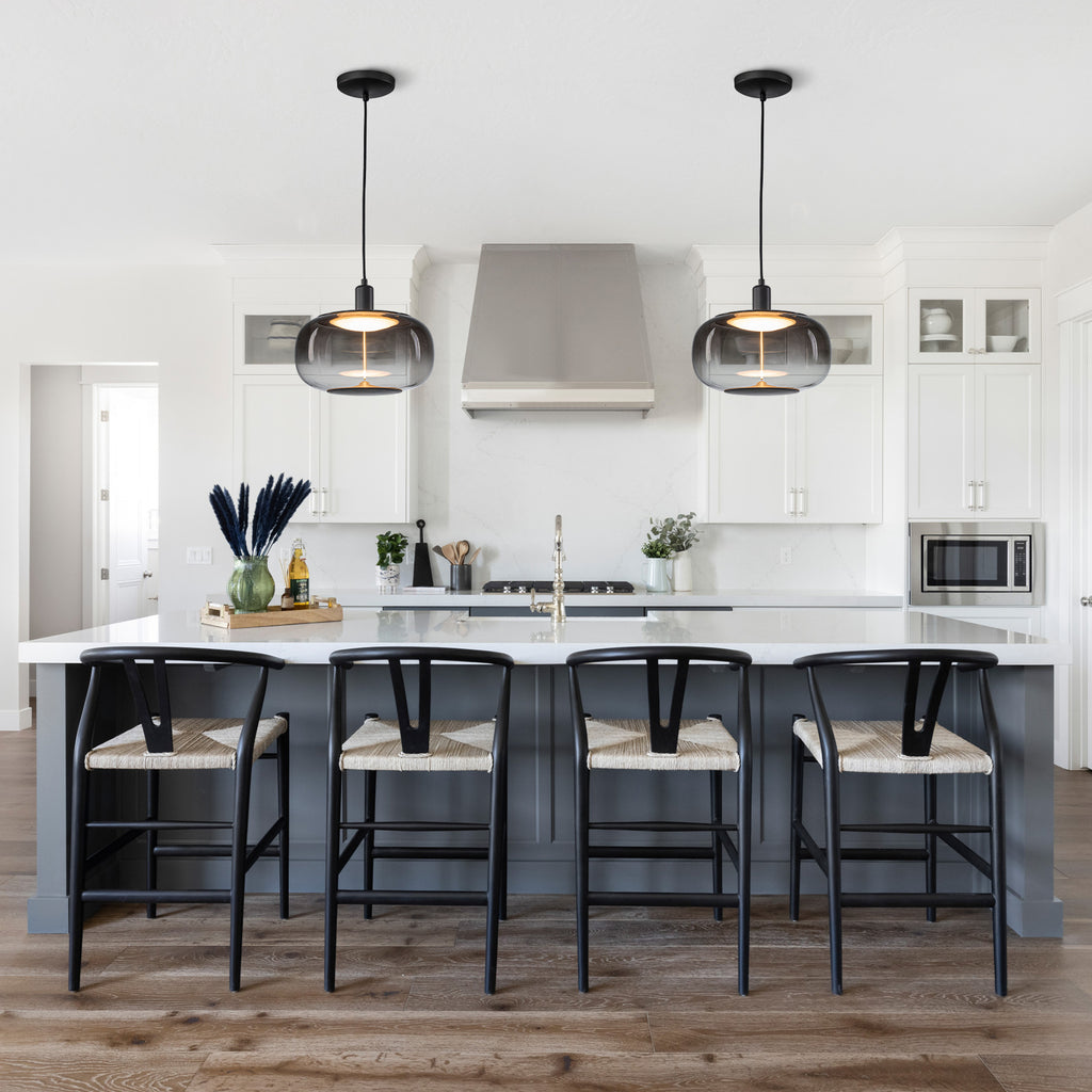 10-Watt 1-Light Modern Dimmable Integrated LED Pendant Light with Drum Shade for Kitchen Island
