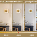 7.48 in. Modern Brass Square Dimmable Integrated LED Wall Sconce Clear Glass Bathroom Vanity Light