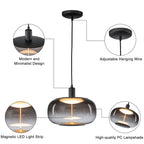 10-Watt 1-Light Modern Dimmable Integrated LED Pendant Light with Drum Shade for Kitchen Island