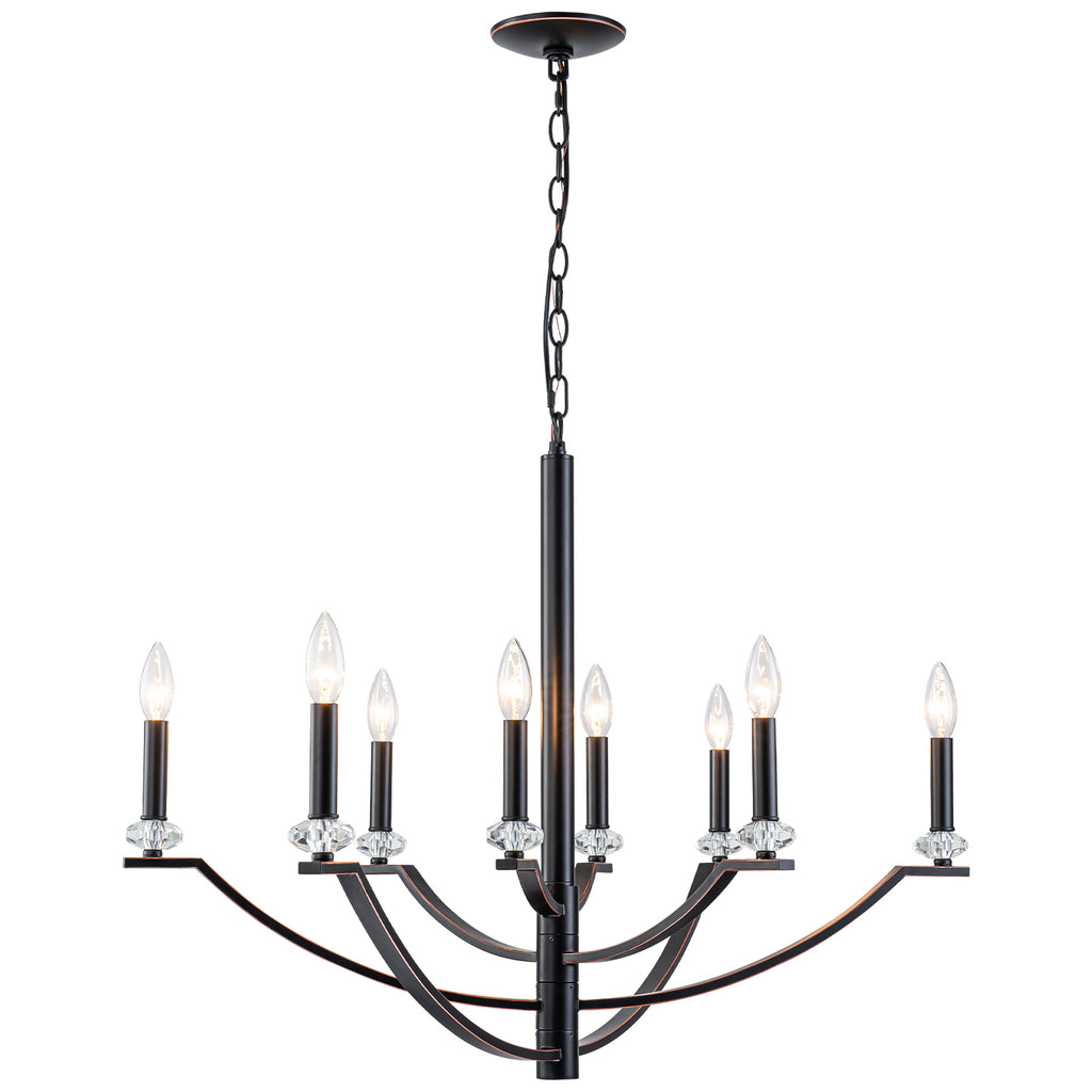 41 in. 8-Light Matte Black Traditional Candlestick Chandelier Modern Linear Candle Pendant Light