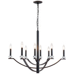 41 in. 8-Light Matte Black Traditional Candlestick Chandelier Modern Linear Candle Pendant Light