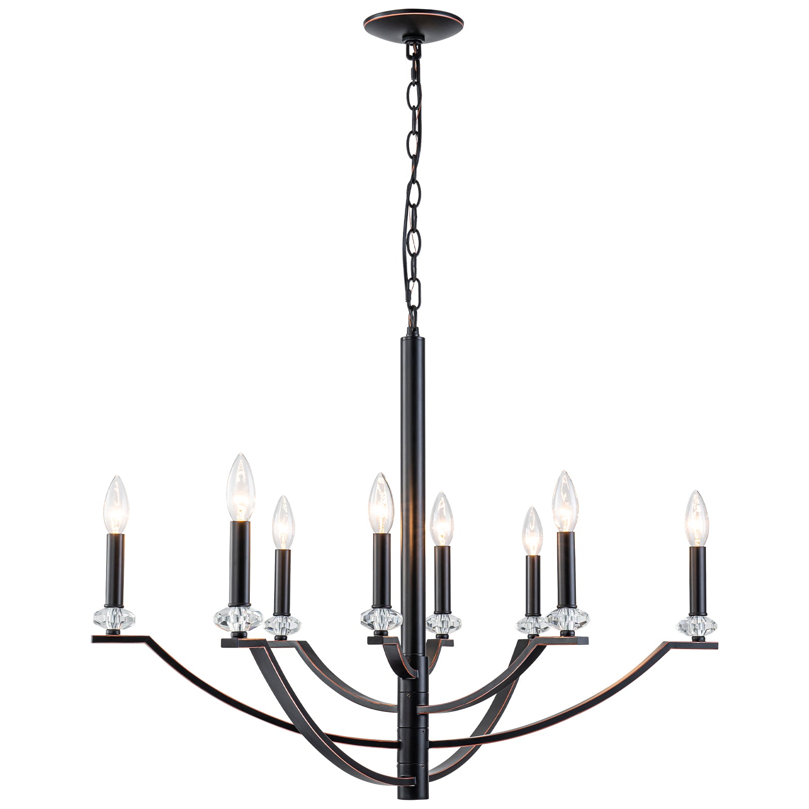 41 in. 8-Light Matte Black Traditional Candlestick Chandelier Modern Linear Candle Pendant Light