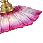 11.02 in. 1-Light Modern Pink Hanging Pendant Light with Flower Shaped Glass Shade for Bedroom, Kitchen Island