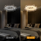 1-Light Gold Modern Round Globe Crystal Integrated LED Chandelier Dimmable Pendant Light with Glass Bubbles
