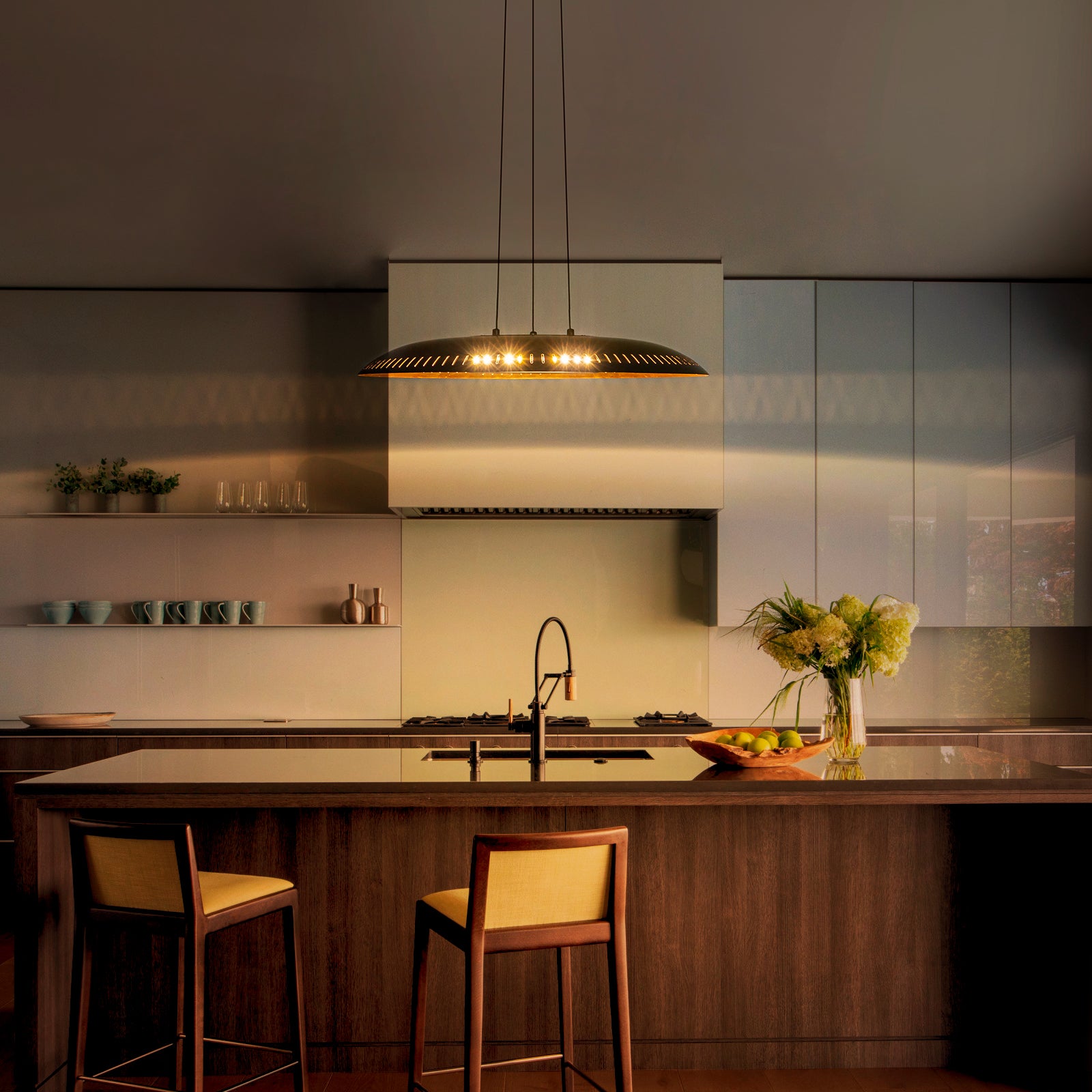 24-Watt 1 Light Modern Black Dome Dimmable LED Pendant Light Chandelier with Metal Shade for Dining Room, Kitchen Island