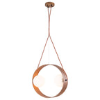 20 in. 2-Light Modern Walnut Oval Pendant Light with White Globe Glass Shades for Dining Room, Kitchen Island