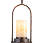 6.69 in. 1-Light Vintage Industrial U-Shaped Iron Pendant Light with Natural Onyx Shade