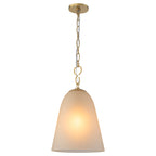 1-Light Modern Gold Bell Shaped Chandelier Hanging Light with Champagne-Colored Glass Shade for Dining Room