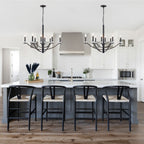 41 in. 8-Light Matte Black Traditional Candlestick Chandelier Modern Linear Candle Pendant Light