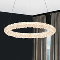 1-Light Modern Gold Metal Ring Crystal Integrated LED Pendant Light Dimmable Chandelier for Dining Room