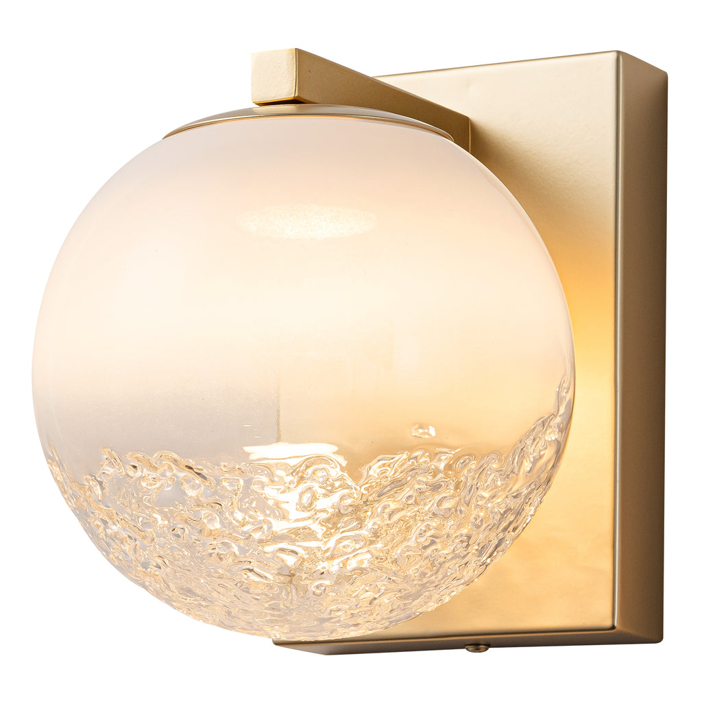 5.9 in. 1-Light Modern Gold Globe Integrated LED Wall Sconce Light with White Glass Shade for Bathroom Hallway