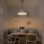 3-Light Gold Iron Semi-Domed Shape Pendant Light with Matte White Metal Shade Hollow Out Design for Living Room