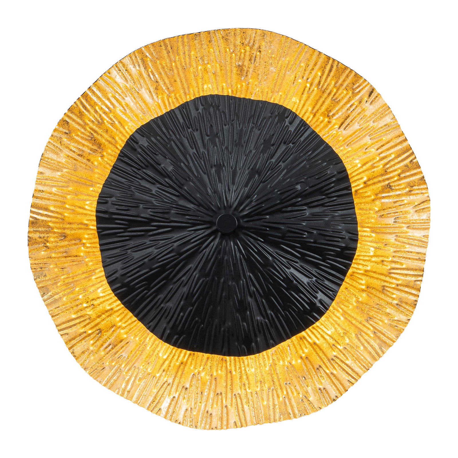 11.41 in. 13-Watt Matte Black and Gold Foil Round Dimmable Integrated LED Wall Sconce for Corridor