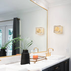 7.48 in. Modern Brass Square Dimmable Integrated LED Wall Sconce Clear Glass Bathroom Vanity Light