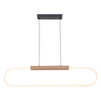 47.24 in. 1-Light Modern Black Linear Integrated LED Pendant Light Fixture with Wood Accent for Kitchen Island