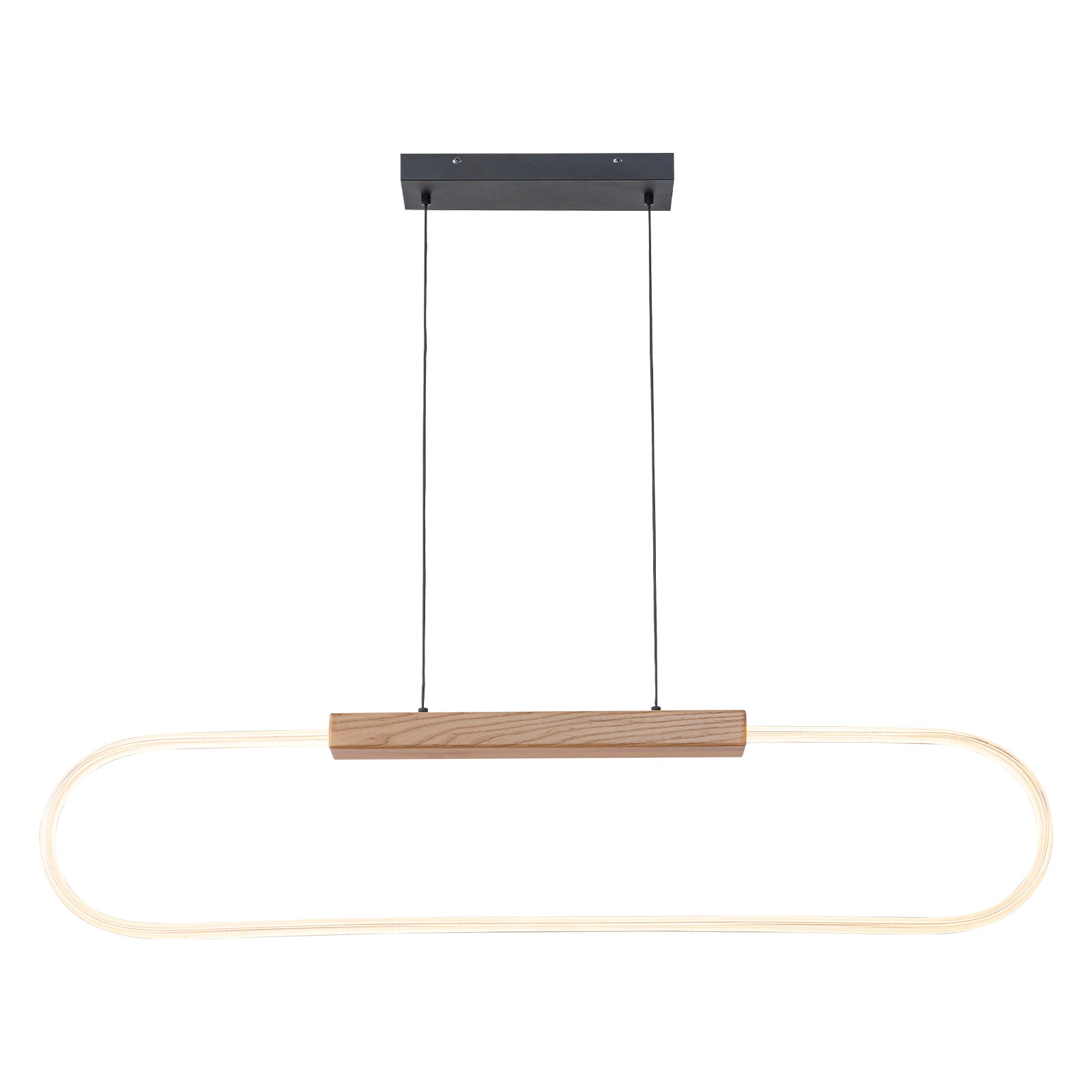 47.24 in. 1-Light Modern Black Linear Integrated LED Pendant Light Fixture with Wood Accent for Kitchen Island