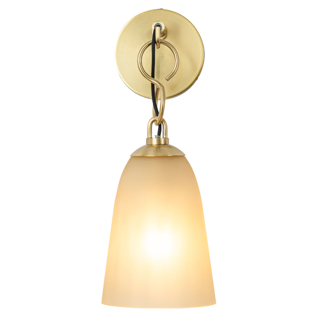 6 in. 1-Light Modern Brass Wall Sconce with Bell Frosted Glass Shade for Bedroom, Living Room, Hallway