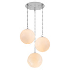 Chrome Modern Globe Hanging Pendant Light with White Bubble Glass Shade for Kitchen Island, Dining