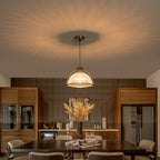 1-Light Industrial Brass Metal Dome Pendant Light with Clear Glass Shade for Kitchen Island, Dining Room