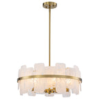 20.47 in. 5-Lights Modern Brass Metal Round Chandelier with Cloud Texture Glass for Dining Room
