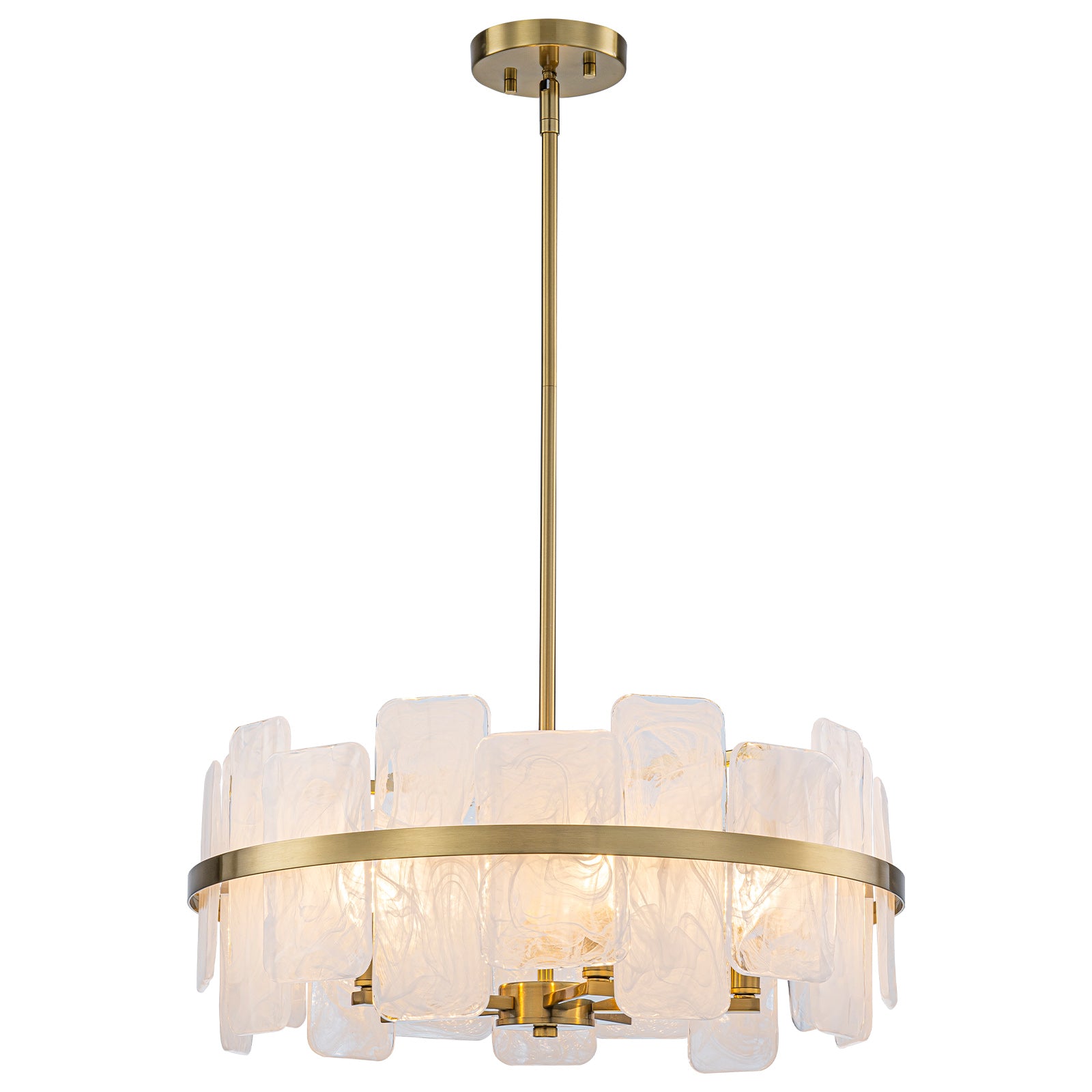 20.47 in. 5-Lights Modern Brass Metal Round Chandelier with Cloud Texture Glass for Dining Room