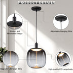10-Watt 1-Light Modern Dimmable Integrated LED Pendant Light with Drum Shade for Kitchen Island